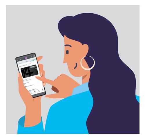 Graphic showing an Addition Financial member using our digital services.