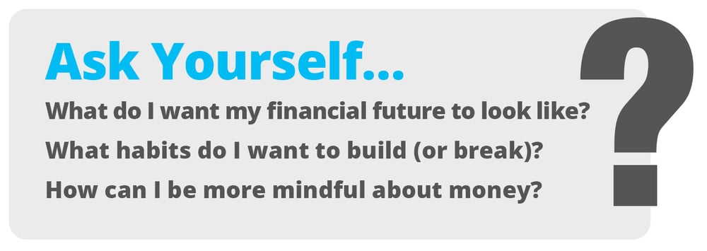 Ask yourself:  What do I want my financial future to look like? What habits do I want to build (or break)? How can I be more mindful about money?