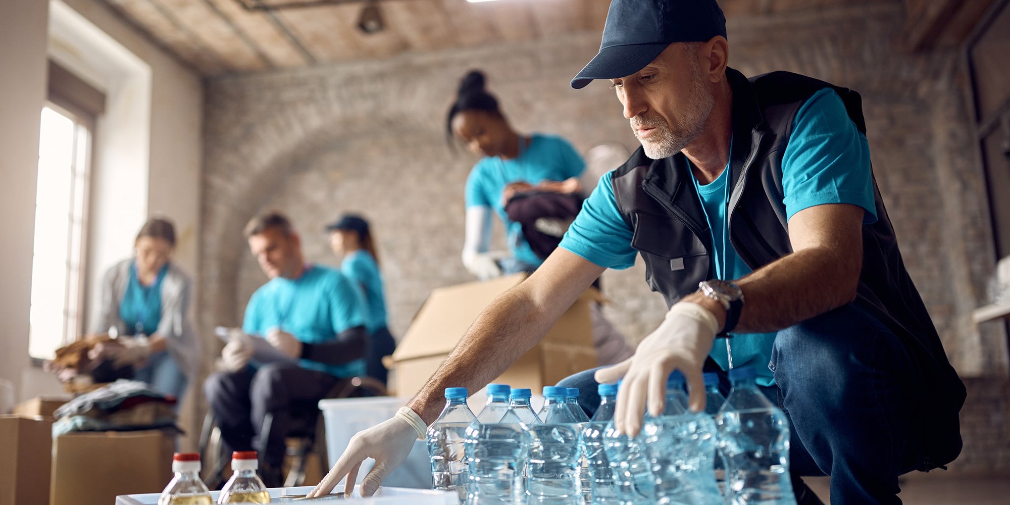 volunteers helping community