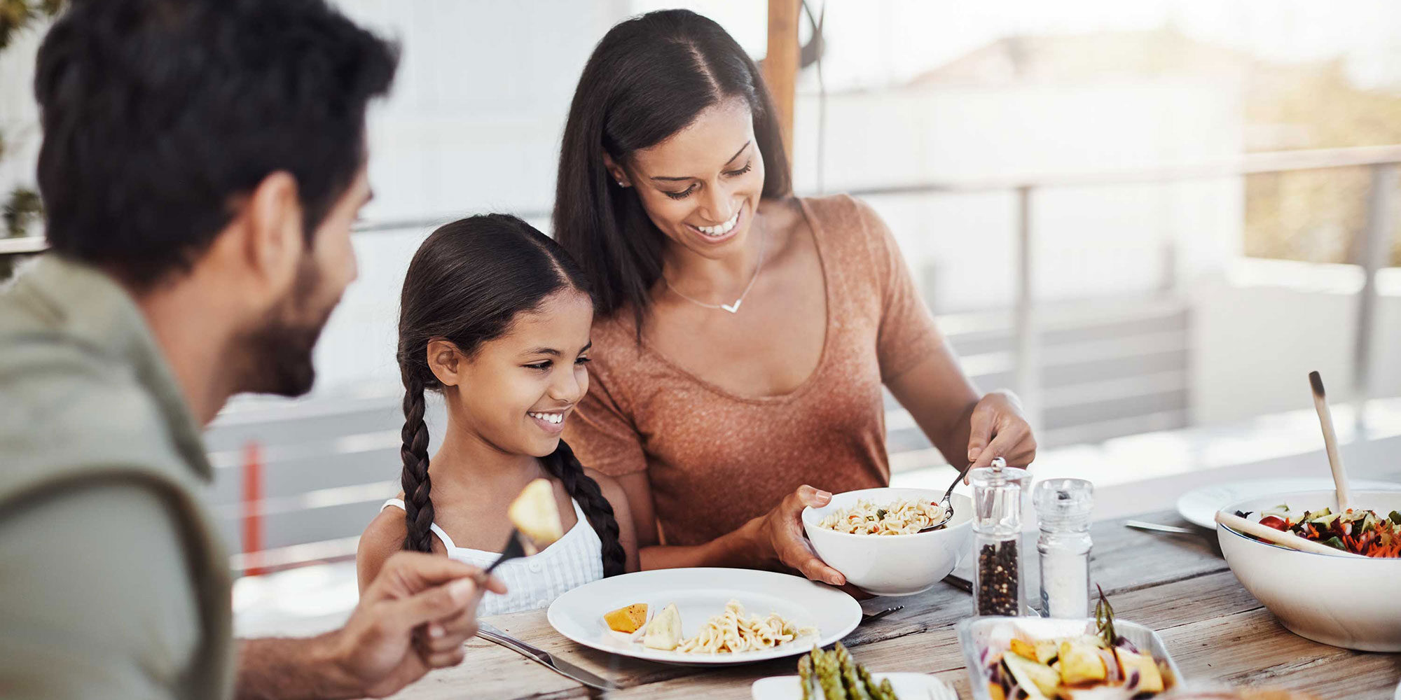 Family eating dinner